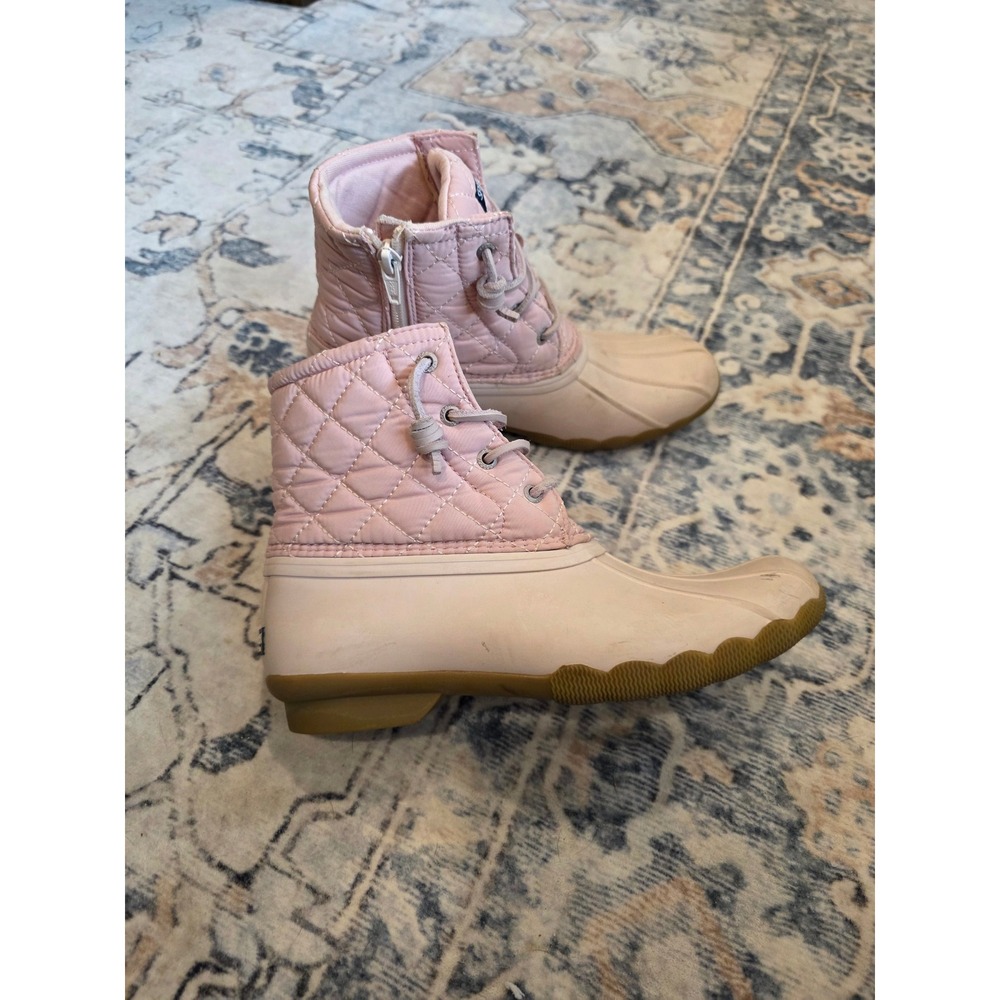 Sperry Youth Girls Size 5 Pink Blush Saltwater Nylon Quilted Rain Boots - Picture 2 of 5